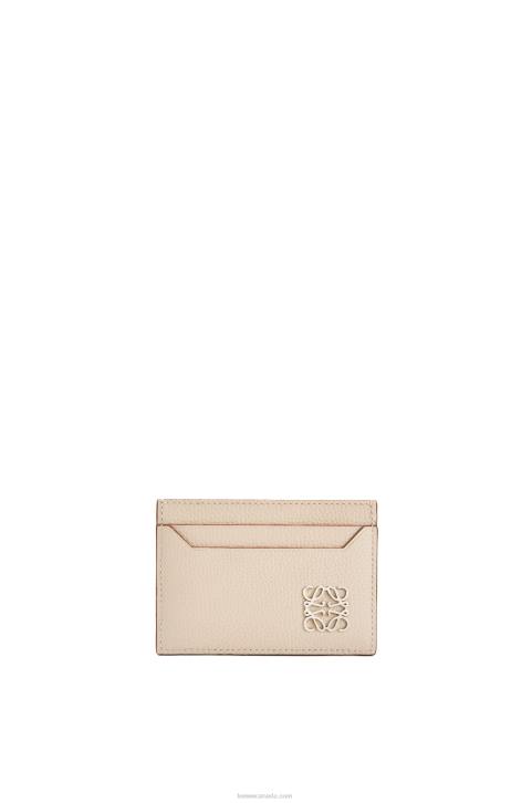 Loewe Anagram plain cardholder in pebble grain calfskin 688V1356 Women Light Ghost
