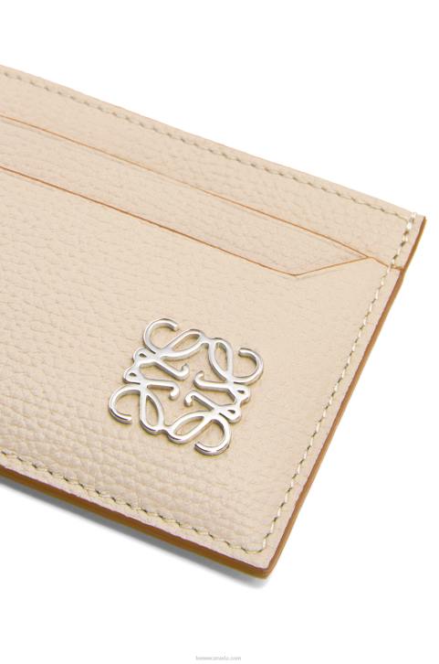 Loewe Anagram plain cardholder in pebble grain calfskin 688V1356 Women Light Ghost