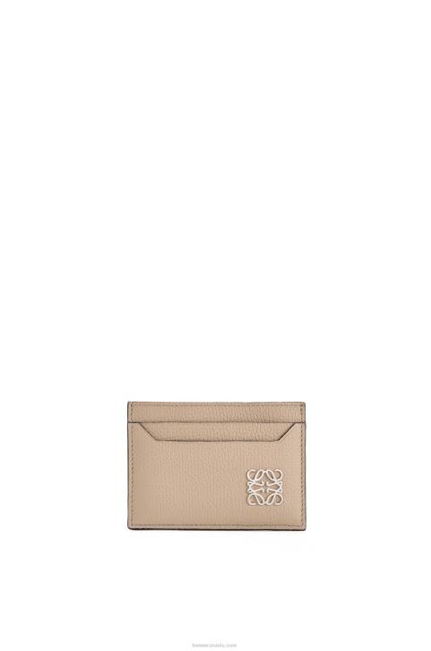 Loewe Anagram plain cardholder in pebble grain calfskin 688V1357 Women Sand