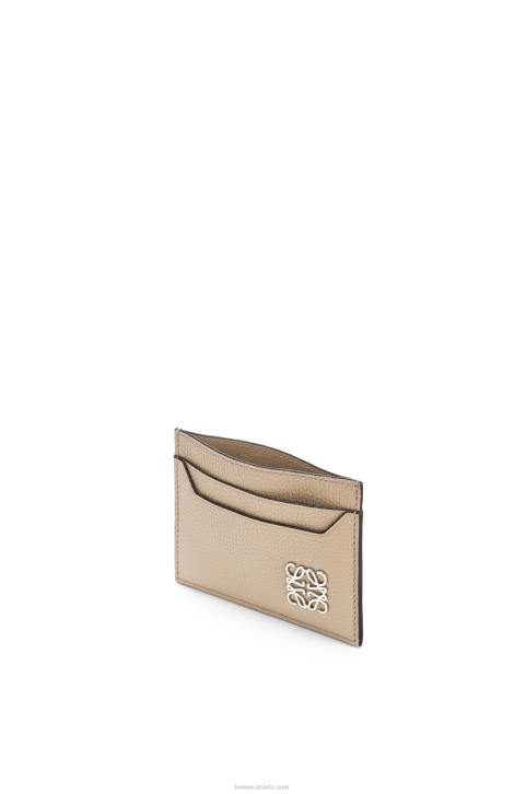 Loewe Anagram plain cardholder in pebble grain calfskin 688V1357 Women Sand
