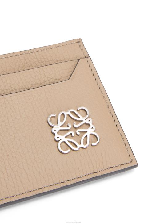 Loewe Anagram plain cardholder in pebble grain calfskin 688V1357 Women Sand