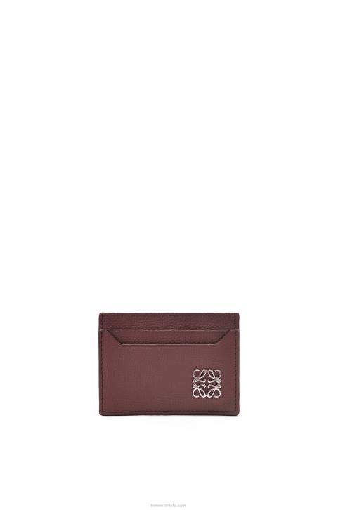 Loewe Anagram plain cardholder in pebble grain calfskin 688V1358 Women Burgundy