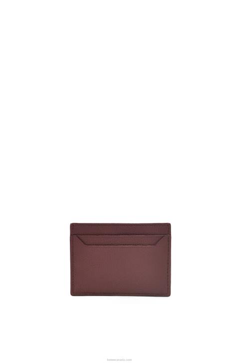 Loewe Anagram plain cardholder in pebble grain calfskin 688V1358 Women Burgundy