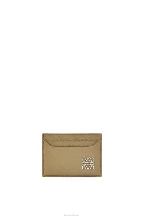 Loewe Anagram plain cardholder in pebble grain calfskin 688V1371 Women Artichoke Green