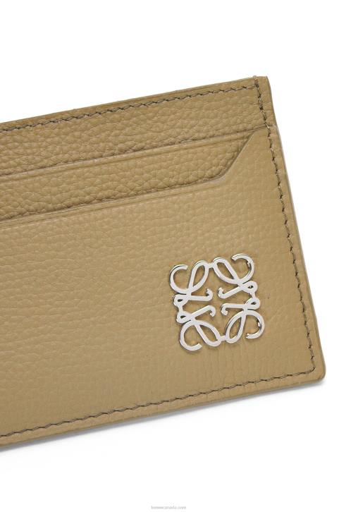 Loewe Anagram plain cardholder in pebble grain calfskin 688V1371 Women Artichoke Green