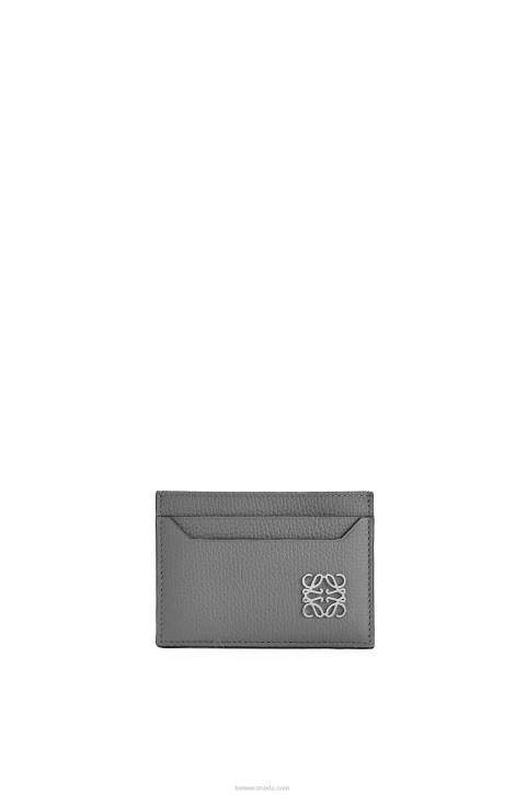 Loewe Anagram plain cardholder in pebble grain calfskin 688V1372 Women Asphalt Grey