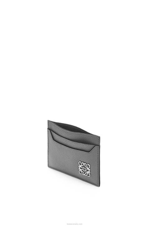 Loewe Anagram plain cardholder in pebble grain calfskin 688V1372 Women Asphalt Grey