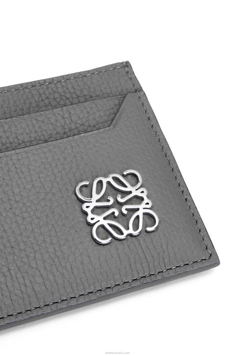 Loewe Anagram plain cardholder in pebble grain calfskin 688V1372 Women Asphalt Grey