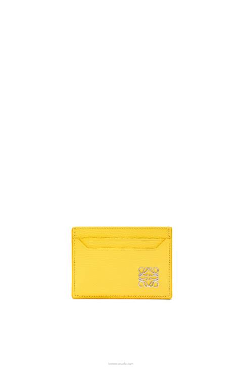Loewe Anagram plain cardholder in pebble grain calfskin 688V1402 Women Lemon