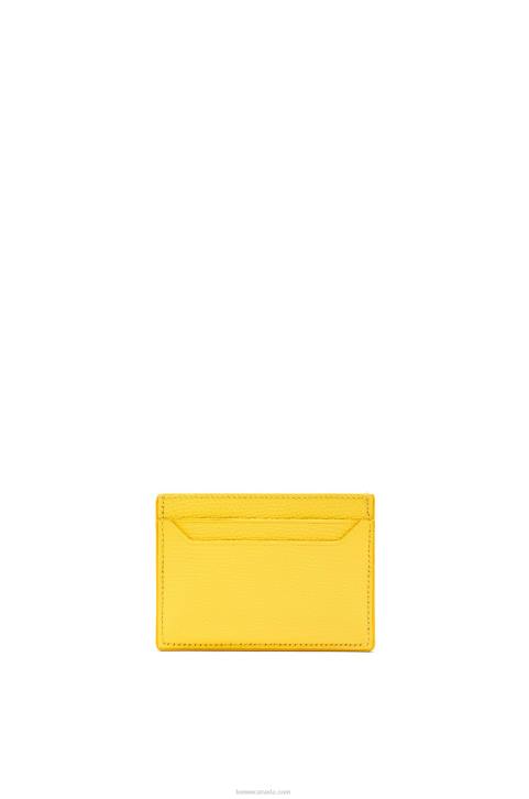 Loewe Anagram plain cardholder in pebble grain calfskin 688V1402 Women Lemon