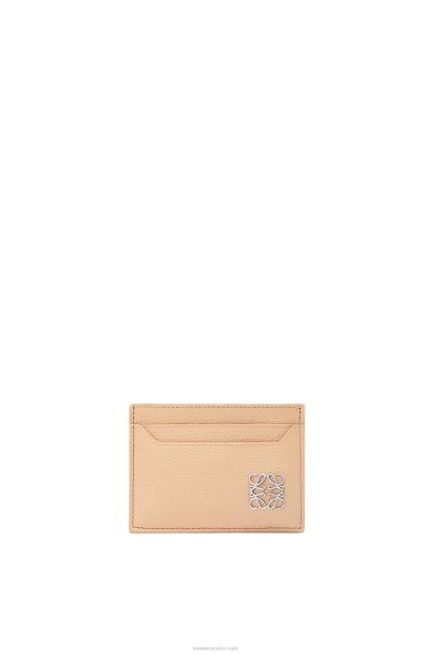 Loewe Anagram plain cardholder in pebble grain calfskin 688V1403 Women Nude