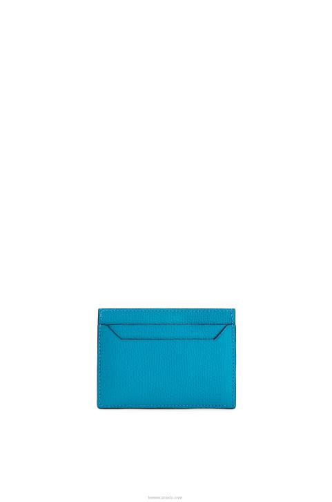 Loewe Anagram plain cardholder in pebble grain calfskin 688V1415 Women Lagoon Blue