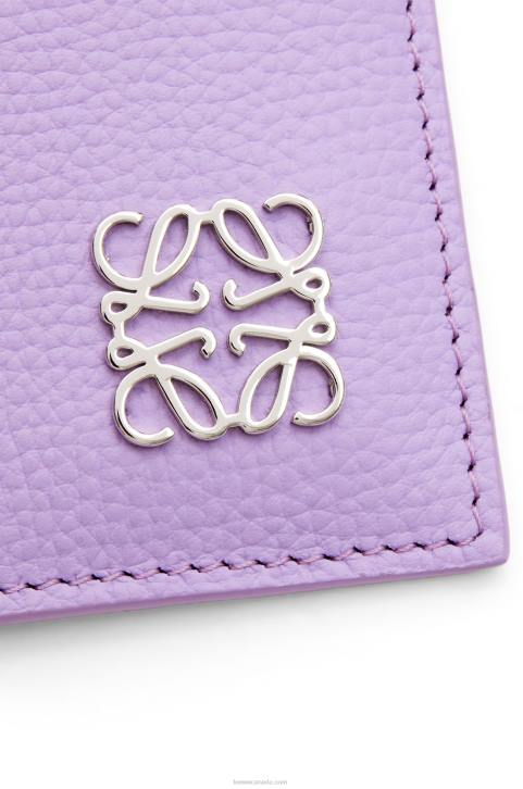 Loewe Anagram square cardholder in pebble grain calfskin with chain 688V1323 Women Light Mauve