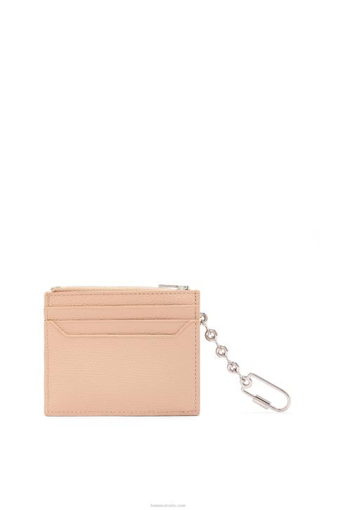 Loewe Anagram square cardholder in pebble grain calfskin with chain 688V1368 Women Nude