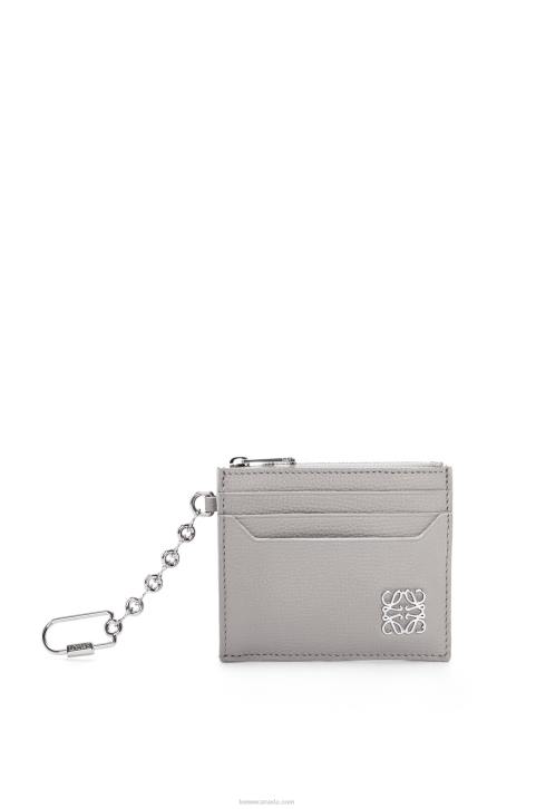 Loewe Anagram square key cardholder in pebble grain calfskin 688V1321 Women Pearl Grey