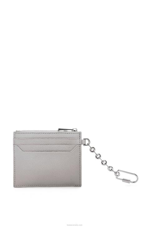 Loewe Anagram square key cardholder in pebble grain calfskin 688V1321 Women Pearl Grey