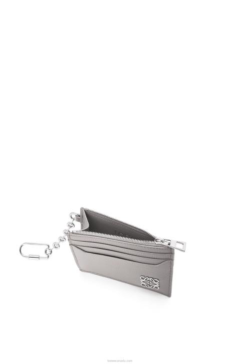 Loewe Anagram square key cardholder in pebble grain calfskin 688V1321 Women Pearl Grey