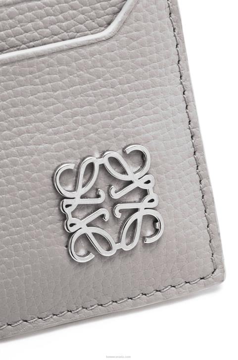 Loewe Anagram square key cardholder in pebble grain calfskin 688V1321 Women Pearl Grey