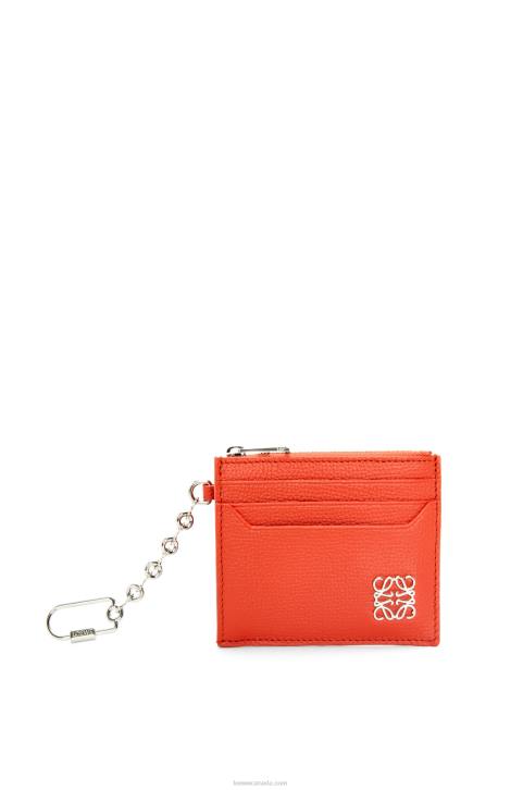 Loewe Anagram square key cardholder in pebble grain calfskin 688V1324 Women Sunrise Orange