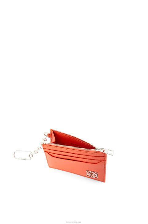 Loewe Anagram square key cardholder in pebble grain calfskin 688V1324 Women Sunrise Orange