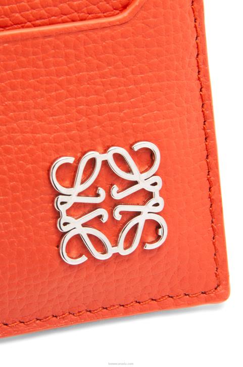 Loewe Anagram square key cardholder in pebble grain calfskin 688V1324 Women Sunrise Orange