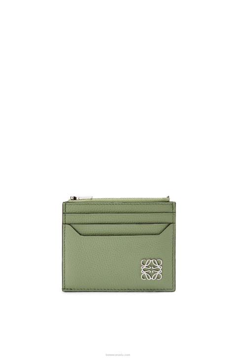 Loewe Anagram square zip cardholder in pebble grain calfskin 688V1398 Women Rosemary