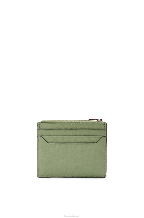 Loewe Anagram square zip cardholder in pebble grain calfskin 688V1398 Women Rosemary