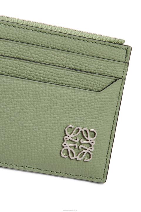 Loewe Anagram square zip cardholder in pebble grain calfskin 688V1398 Women Rosemary