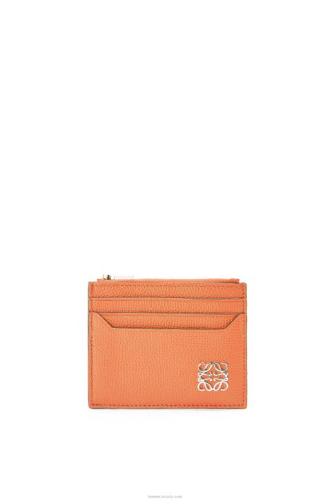 Loewe Anagram square zip cardholder in pebble grain calfskin 688V1399 Women Coral Reef