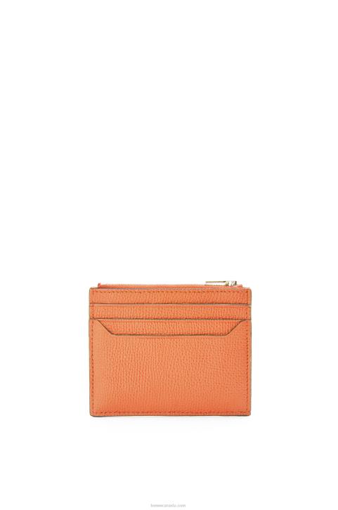 Loewe Anagram square zip cardholder in pebble grain calfskin 688V1399 Women Coral Reef