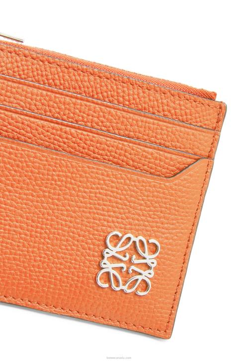 Loewe Anagram square zip cardholder in pebble grain calfskin 688V1399 Women Coral Reef