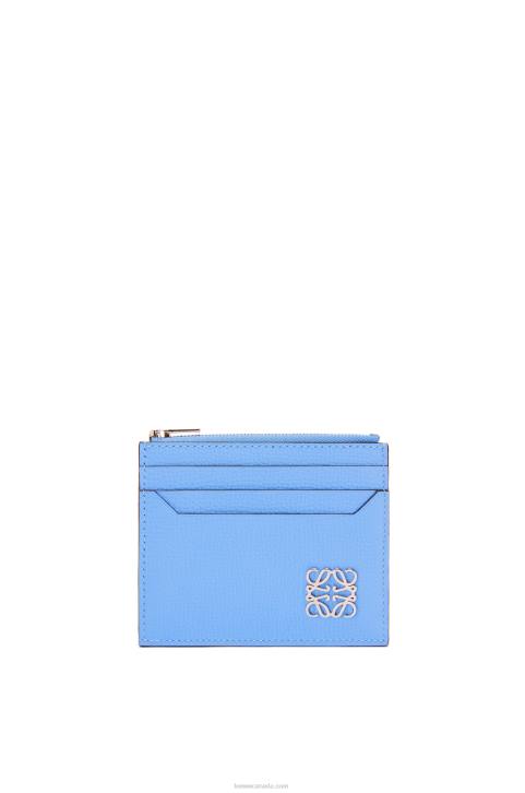 Loewe Anagram square zip cardholder in pebble grain calfskin 688V1413 Women Celestine Blue