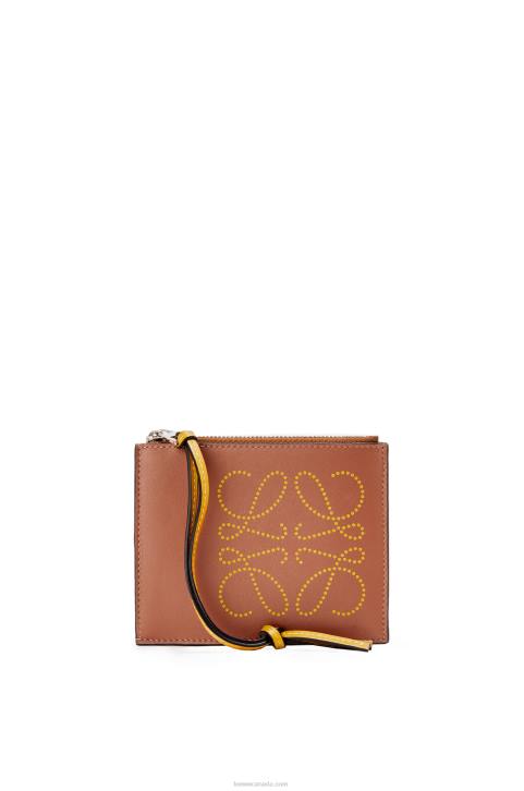 Loewe Brand coin cardholder in classic calfskin 688V1392 Women Tan/Ochre