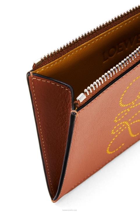 Loewe Brand coin cardholder in classic calfskin 688V1392 Women Tan/Ochre