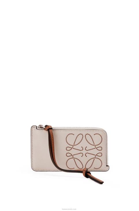 Loewe Brand coin cardholder in classic calfskin 688V1407 Women Light Oat/Tan