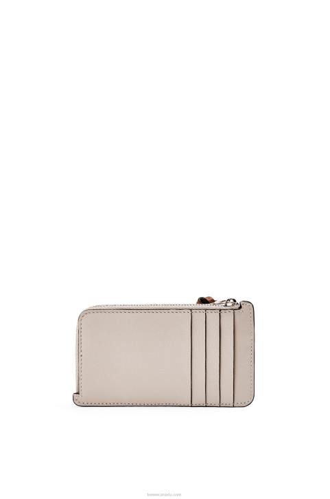 Loewe Brand coin cardholder in classic calfskin 688V1407 Women Light Oat/Tan
