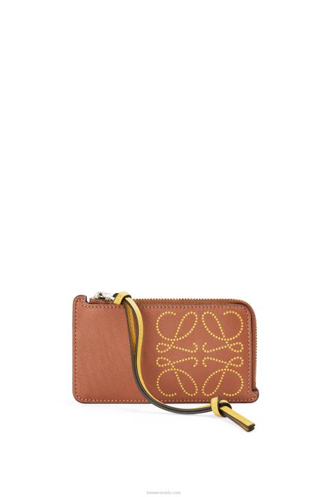 Loewe Brand coin cardholder in classic calfskin 688V1418 Women Tan/Ochre