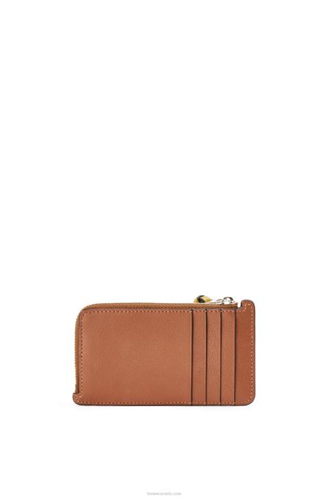 Loewe Brand coin cardholder in classic calfskin 688V1418 Women Tan/Ochre