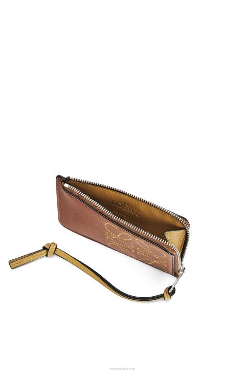 Loewe Brand coin cardholder in classic calfskin 688V1418 Women Tan/Ochre