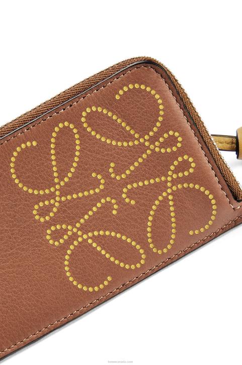 Loewe Brand coin cardholder in classic calfskin 688V1418 Women Tan/Ochre