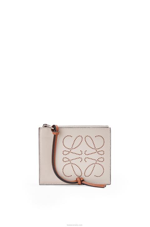 Loewe Brand coin cardholder in classic calfskin 688V1420 Women Light Oat/Tan