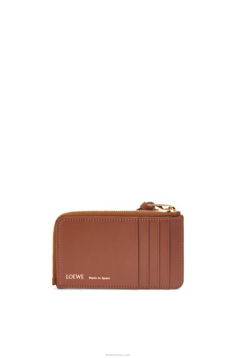 Loewe Coin cardholder in jacquard and calfskin 688V1389 Women Tan/Pecan