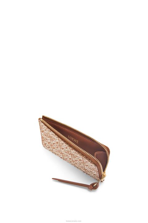 Loewe Coin cardholder in jacquard and calfskin 688V1389 Women Tan/Pecan
