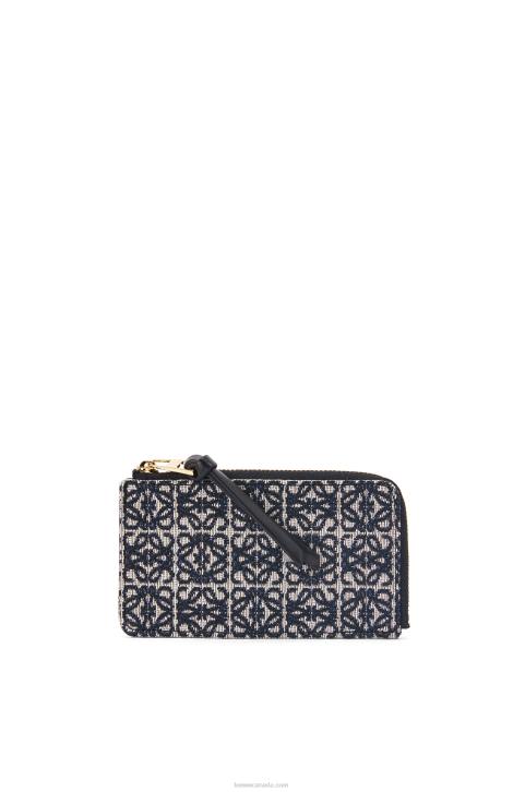 Loewe Coin cardholder in jacquard and calfskin 688V1390 Women Navy/Black