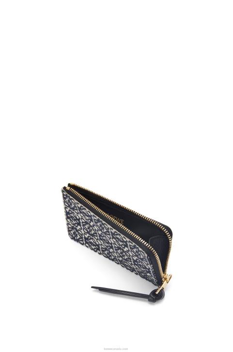 Loewe Coin cardholder in jacquard and calfskin 688V1390 Women Navy/Black