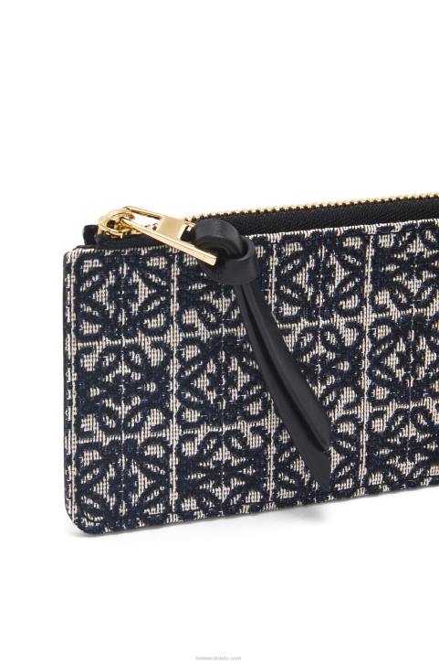 Loewe Coin cardholder in jacquard and calfskin 688V1390 Women Navy/Black