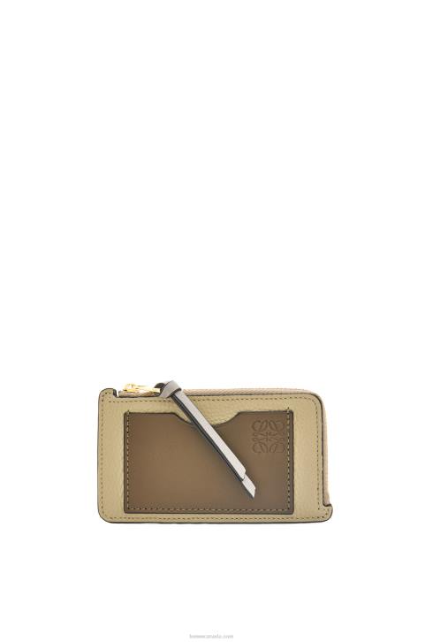 Loewe Coin cardholder in soft grained calfskin 688V1329 Women Sage Green/Dark Khaki Green