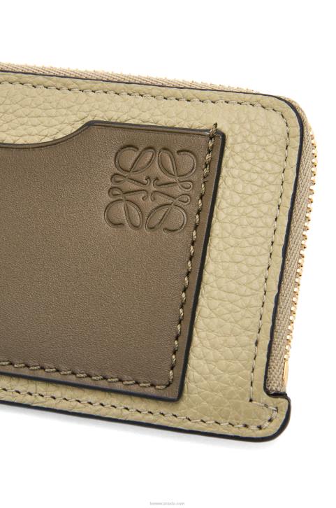 Loewe Coin cardholder in soft grained calfskin 688V1329 Women Sage Green/Dark Khaki Green