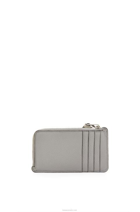 Loewe Coin cardholder in soft grained calfskin 688V1336 Women Pearl Grey/Light Pale Green