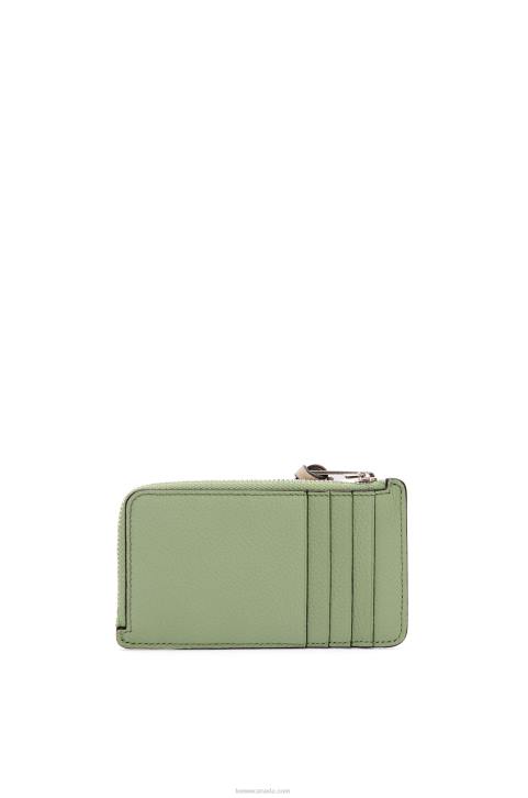 Loewe Coin cardholder in soft grained calfskin 688V1338 Women Rosemary/Tan